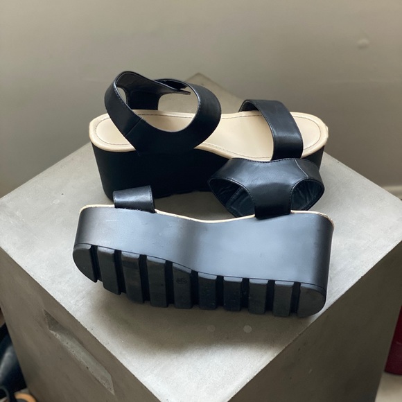 Black Velcro Double Strap Flatforms - 8 - Picture 4 of 4